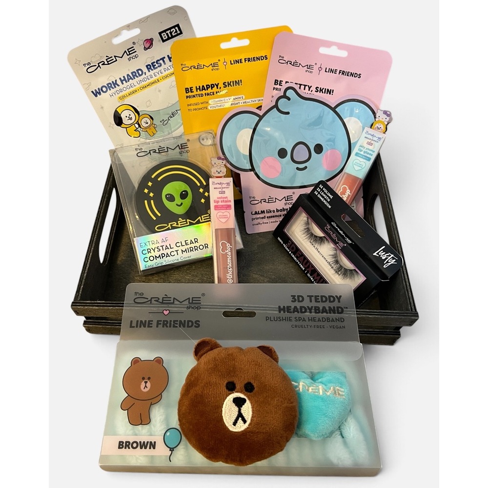 The Creme Shop BT21 Line Friends Beauty Bundle Headband Lashes Lip Mask Mirror